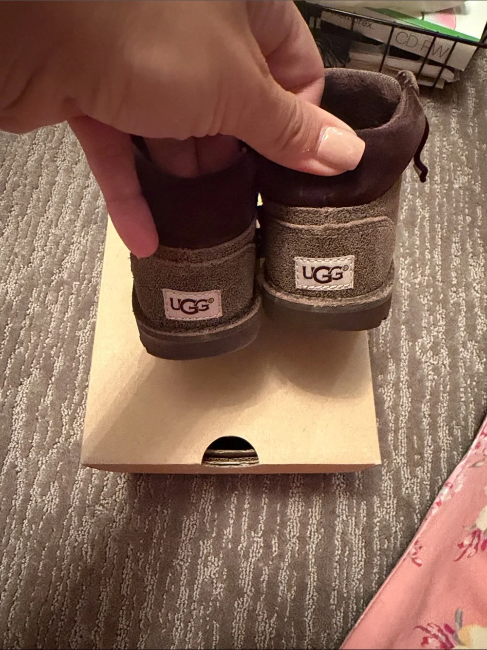 UGG Kids Suede Lace-Up Boots in Brown